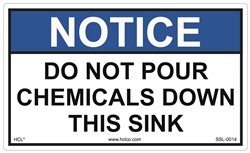 Do Not Pour Chemicals Down This Sink Label