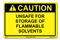 Caution Label - Unsafe For Storage Of Flammable Solvents