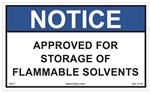 Notice Label - Approved For Storage Of Flammable Solvents