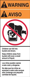 Warning Children Can Fall Into Bucket (Bilingual) Label