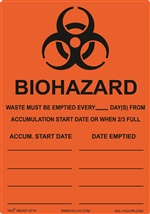 Biohazard Waste Accumulation Label