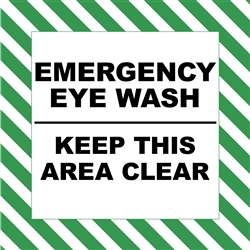 Emergency Eye Wash - Keep Area Clear Sink Label