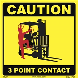 Caution 3 Point Contact Forklift Label