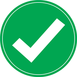 Green Check Mark - Sit Here For Use In Social Distance Seating - 4" Circle Adhesive Vinyl Label