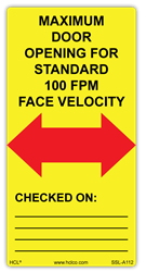 Lab Hood Label - 2" x 4" - Adhesive Vinyl