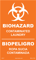 Biohazard Contaminated Laundry - Bilingual Sign