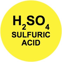 Sulfuric Acid Yellow Circle Label (H2SO4)