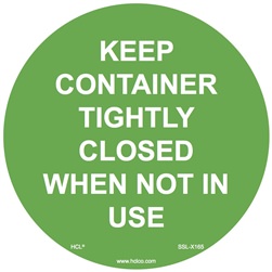 Keep Container Tightly Closed When Not In Use Label