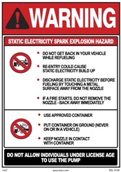 Warning - Static Electricity Spark Explosion Hazard Pump