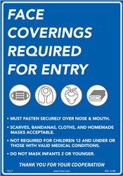 Face Coverings Required For Entry Sign