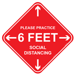 Please Practice 6 Feet Social Distance - 4" x 4" Adhesive Vinyl Label