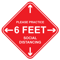 Please Practice 6 Feet Social Distance - 4" x 4" Adhesive Vinyl Label