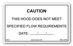 Caution Hood Failure -  Fume Hood Label