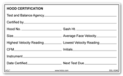 Hood Certification Adhesive Vinyl Label