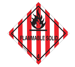 Flammable Solid 4  DOT HazMat Label