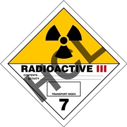 Radioactive III 7  DOT HazMat Label