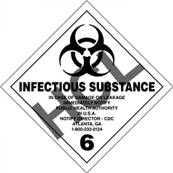 Infectious Substance 6  DOT HazMat Label