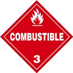 Combustible 3  DOT HazMat Placard