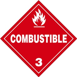 Combustible 3  DOT HazMat Placard