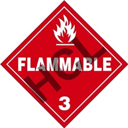 Flammable 3  DOT HazMat Placard