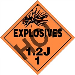 Explosives 1.2J 1  DOT HazMat Placard