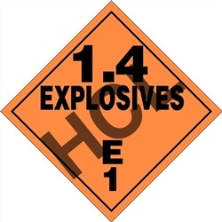 Explosives 1.4E 1  DOT HazMat Placard