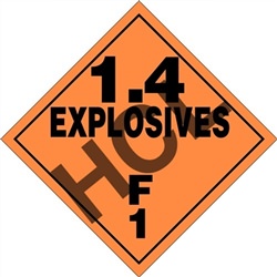Explosives 1.4F 1  DOT HazMat Placard