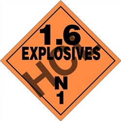 Explosives 1.6N 1  DOT HazMat Placard