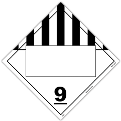 Class 9 Blank Misc Dangerous Goods Placard DOT