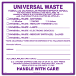 Universal Waste Labels With Check Boxes