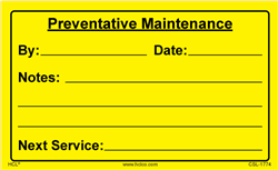 Preventative Maintenance - 3" x 5" Adhesive Vinyl Label (Pack of 50)