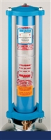 In-line cylform compressed air filter, desiccant with an acrylic tube housing