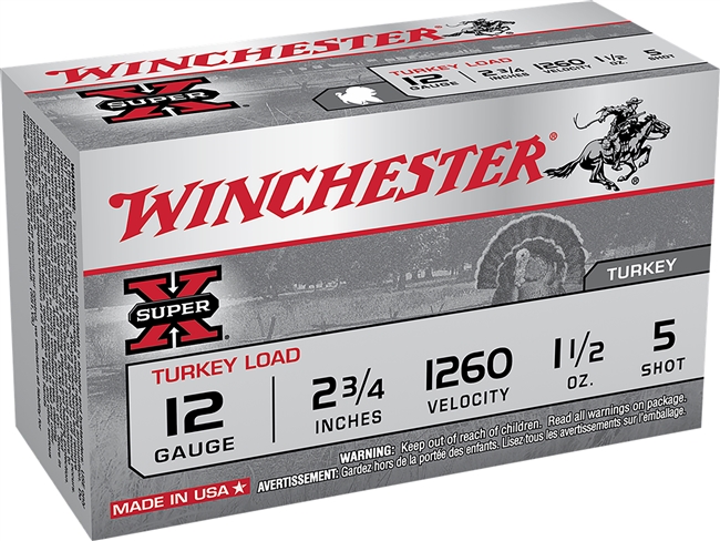 Winchester Ammo X12MT5 Super X Magnum Turkey 12Gauge 2.75" 1 1/2oz Copper Plated 5Shot 10 Box/10 Case