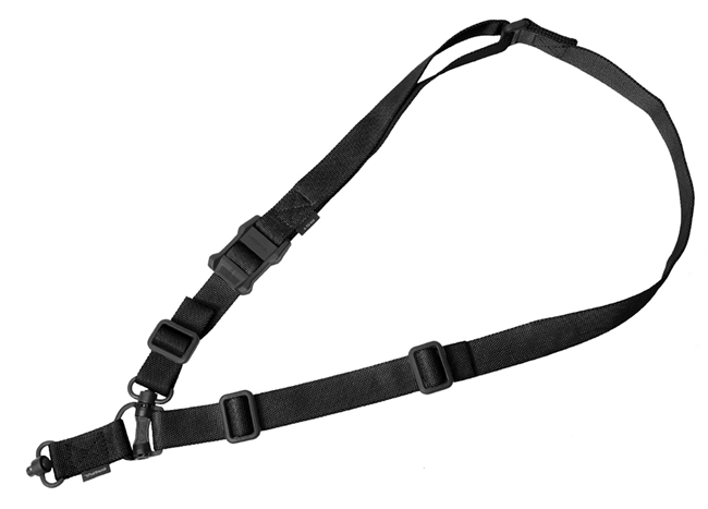Magpul MAG518-BLK MS4 Sling GEN2 made of Black Nylon Webbing with 1.25" W, Adjustable One-Two Point Design & 2 QD Push Button Swivels for AR Platforms