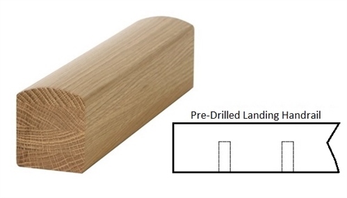 Oak Contemporary Handrail Landing Pre-Drilled 14mm Pat-800