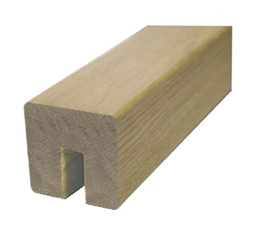 Oak Square Handrail  1.8mtr 10mm x 25mm Groove Glass Inc Infill Pat-598