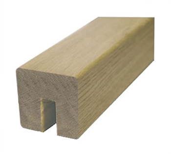 Oak Square Handrail  3.9mtr 10mm x 25mm Groove Glass Inc Infill Pat-598