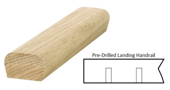 Oak Modern Handrail Landing Pre-Drilled 14mm