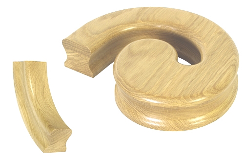 Oak Handrail Left Hand Volute, Including Under Easing