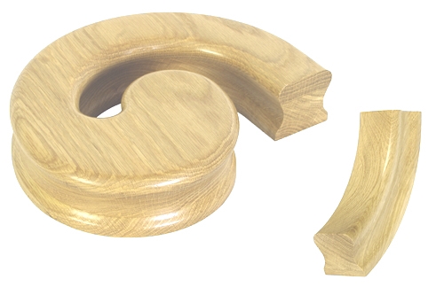 Oak Handrail Right Hand Volute, Including Under Easing