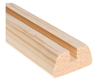Pine Contemporary Baserail 2.4mtr 10mm x 15mm Groove For Glass Inc Infill