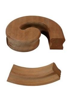 Dark Hardwood Handrail Right Hand Volute, Including Under Easing