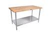 John Boos Work Table, Wood Top 72"x 30" - JNS11-X