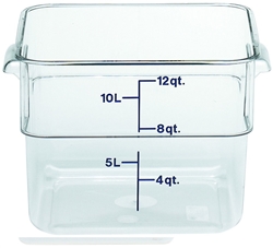 Food Container, 12 qt, clear "CamSquare", 12SFSCW-135 by Cambro.