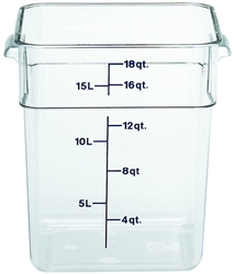 Food Container, 18 qt, Clear "CamSquare", 18SFSCW-135 by Cambro.