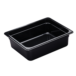 Camwear Food Pan, Plastic, 1/2 Size, 4" Deep, Polycarbonate, Black, NSF