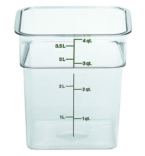 Food Container, 4 qt, clear "CamSquare", 4SFSCW-135 by Cambro.