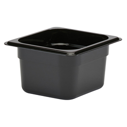 Camwear Food Pan, Plastic, 1/6 Size, 4" Deep, Polycarbonate, Black, NSF