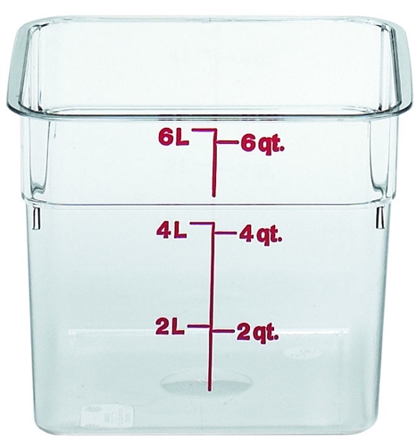 Food Container, 6 qt, clear "CamSquare", 6SFSCW-135 by Cambro.