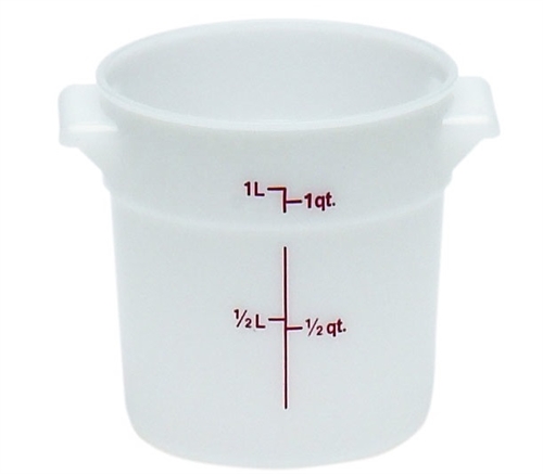 Food Container, 1qt Round - White, RFS1148 by Cambro.